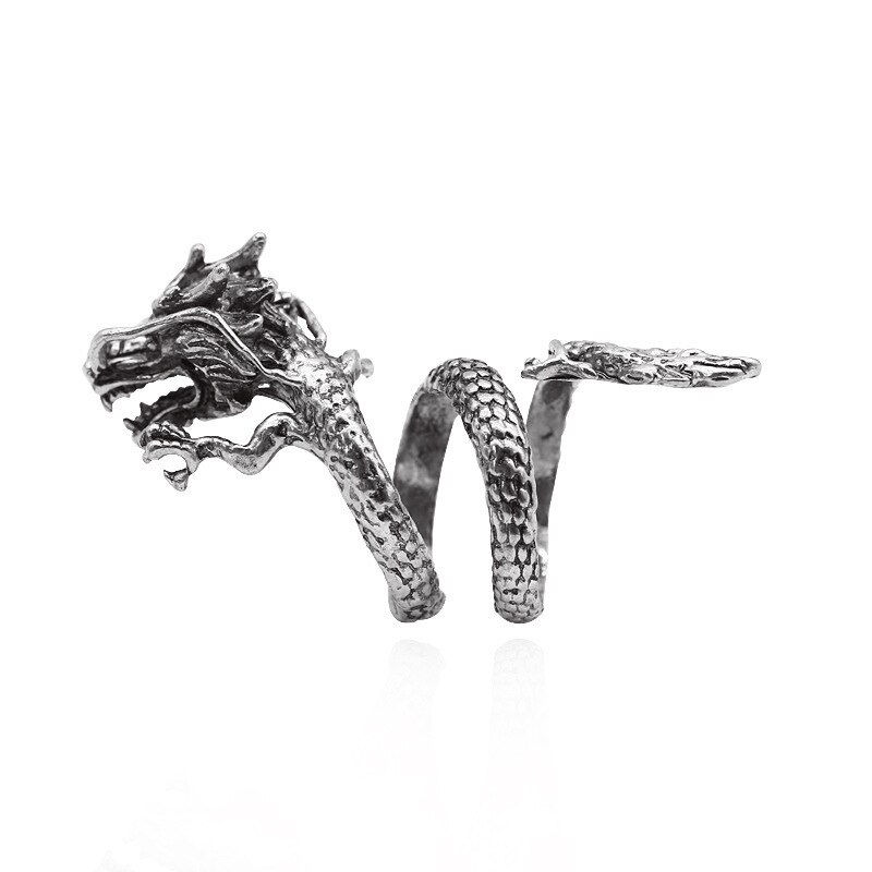 Thumbnail: Vintage Dragon Shaped Adjustable Ring For Women Men Cigarette Holder Ring Coupl