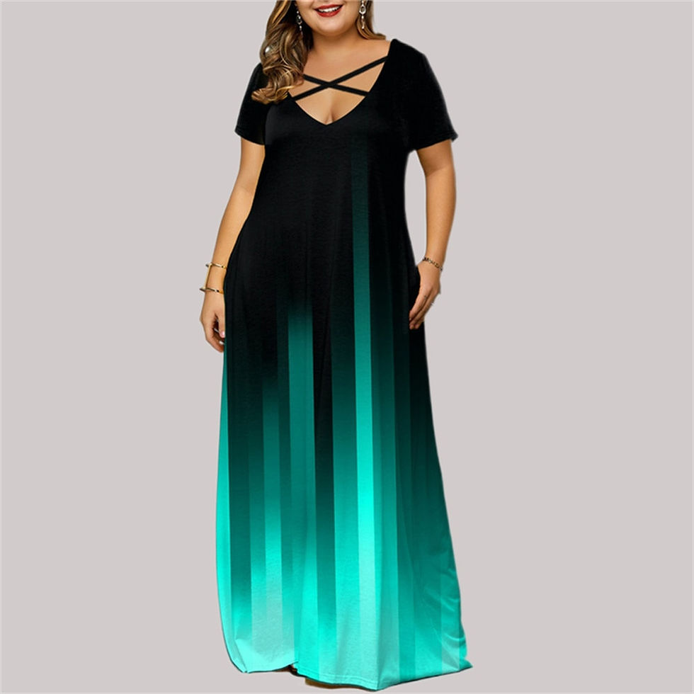 Thumbnail: Women's Fashion Plus Size Casual Curvy Dress Printed Maxi Long Dress Boho Big S