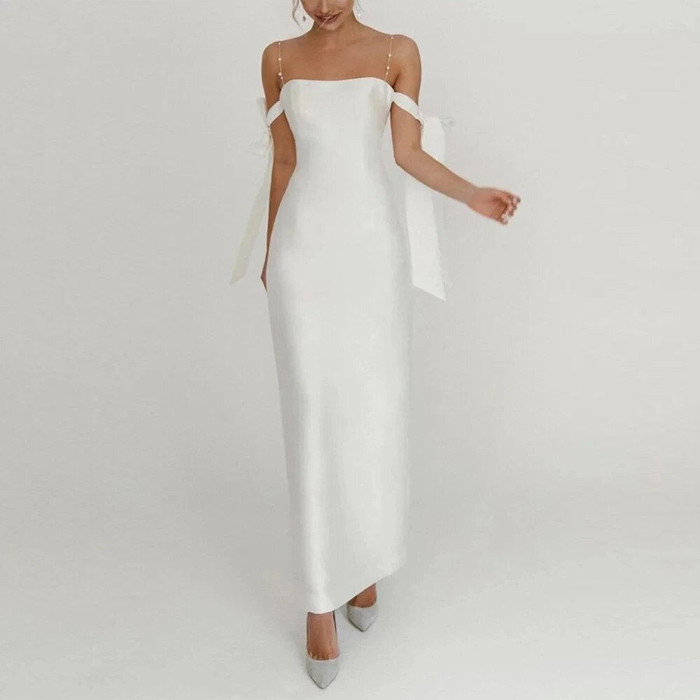 Hi Shy Bridal Luxury Evening Dresse Off the Shoulder Sleeveless Ankle-Length Ch