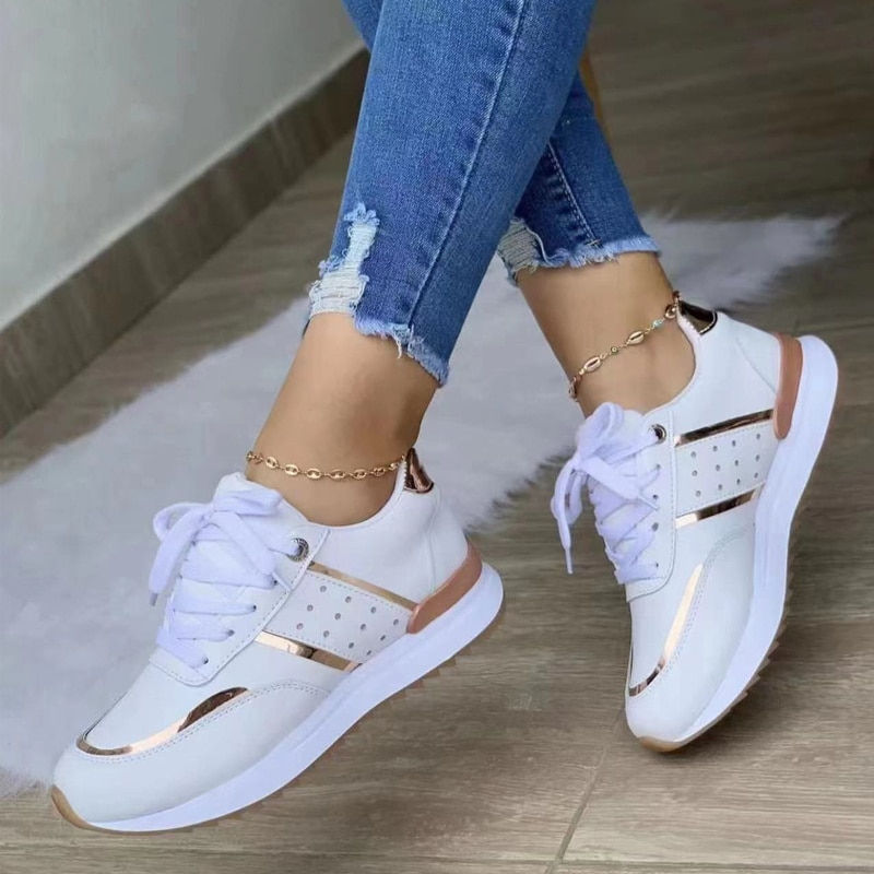 Thumbnail: Women Sneakers Platform Shoes Leather Patchwork Casual Sport Shoes Ladies Outdo