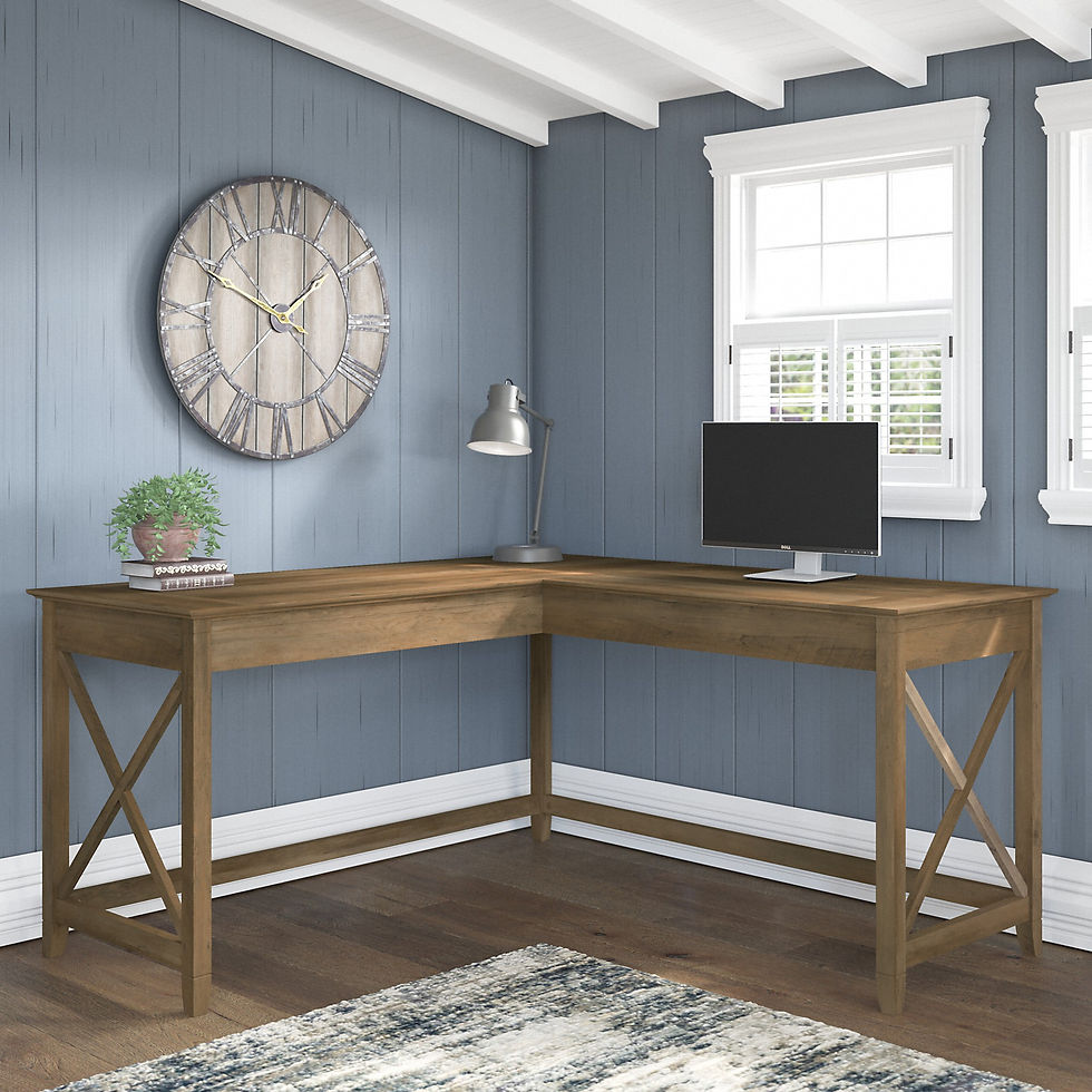 Miniatura: Bush Furniture Key West 60W L Shaped Desk in Washed Gray desks  l shaped desk