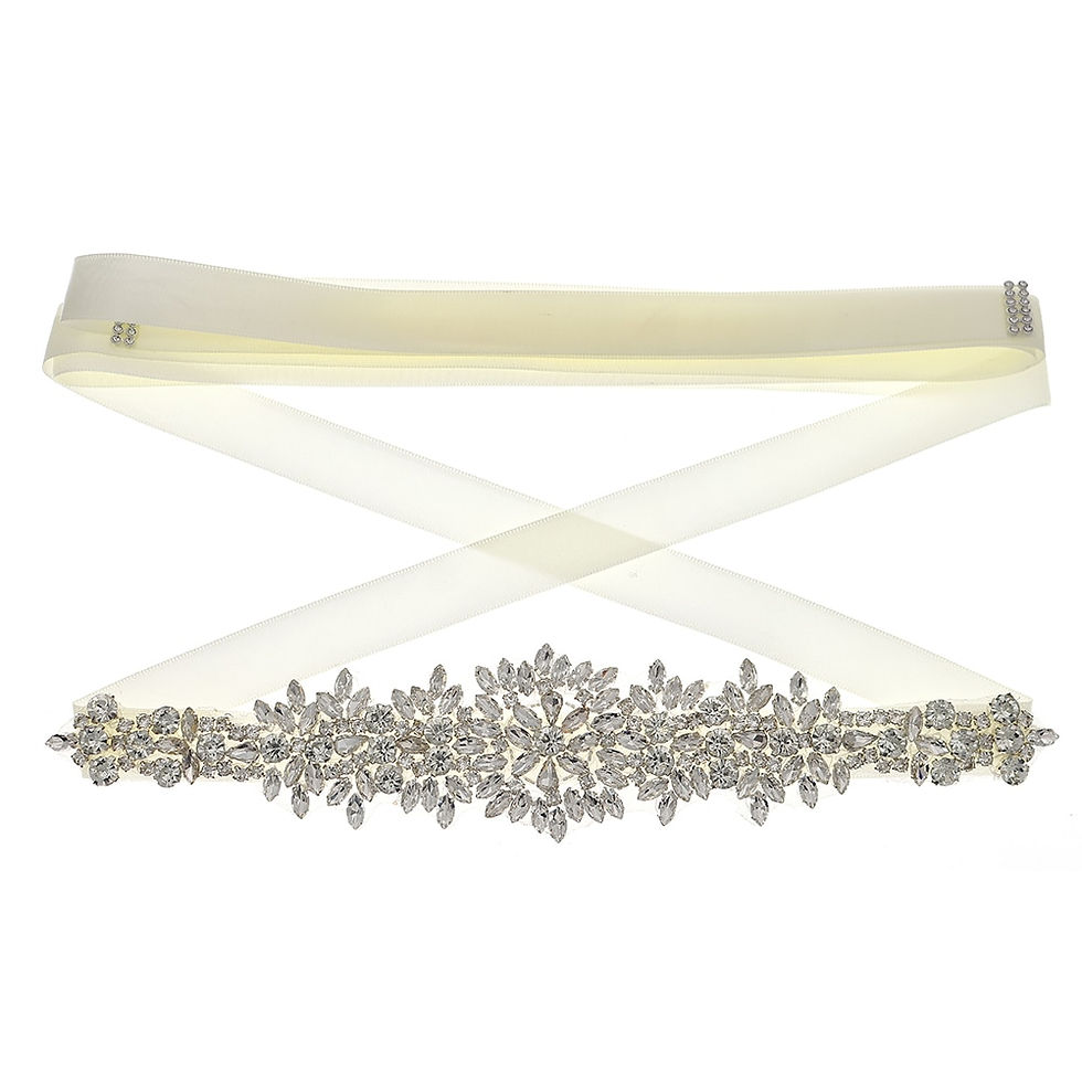 Thumbnail: Shiny Rhinestones Wedding Dress Belt Sliver Color Crystal Bridal Belt Sash Part