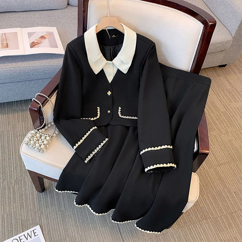 Miniatura: 150Kg Plus Size Women's Bust 150 Autumn New Small Fragrant Top Coat And Skirt T