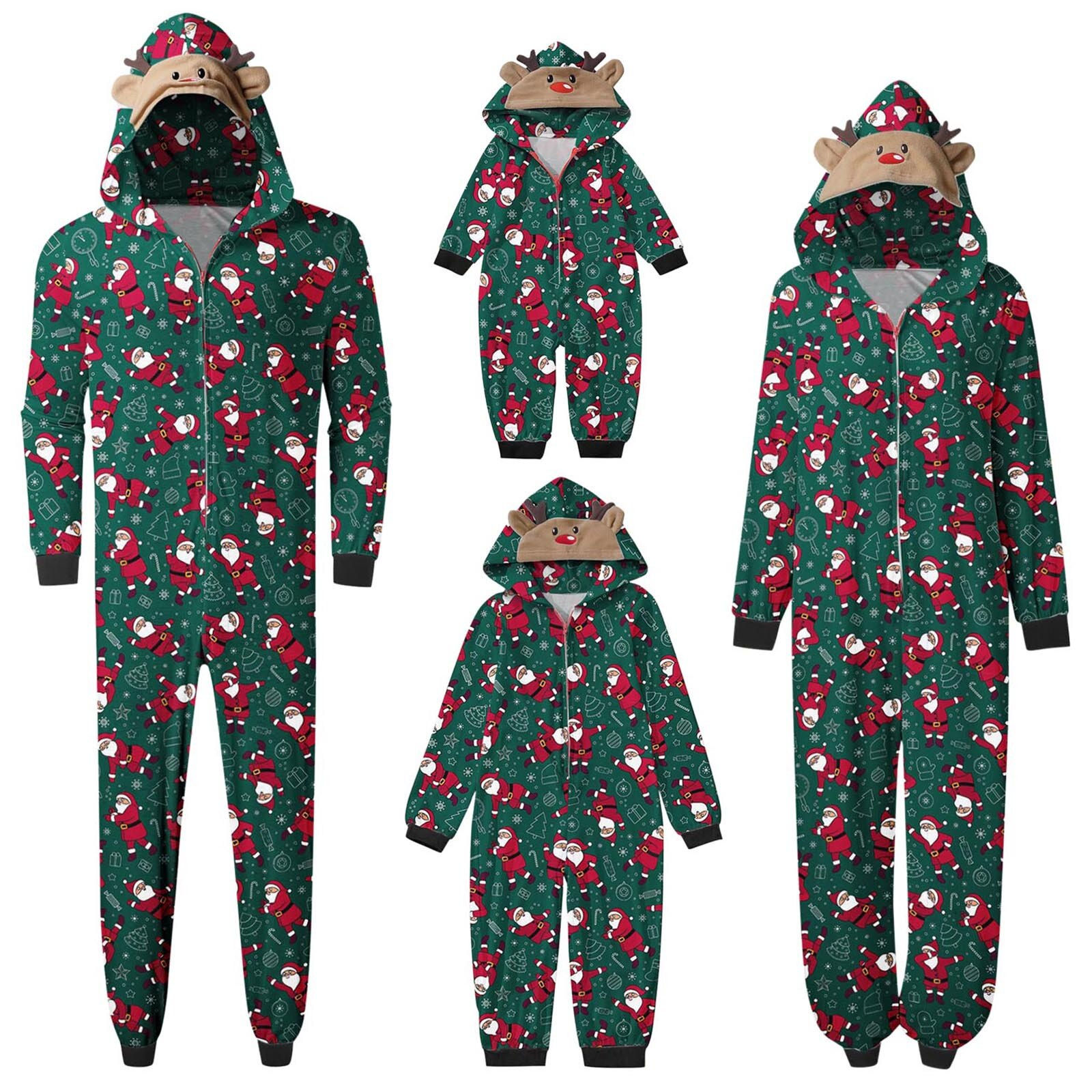 2022 New Christmas Family Matching Pajamas Christmas Elk Ear Jumpsuit
