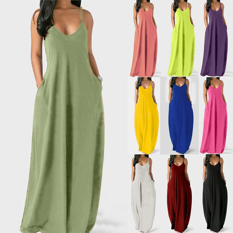 サムネイル： Fashion Summer Maxi Dress Women's Printed Sundress Casual Strap Tank Dress