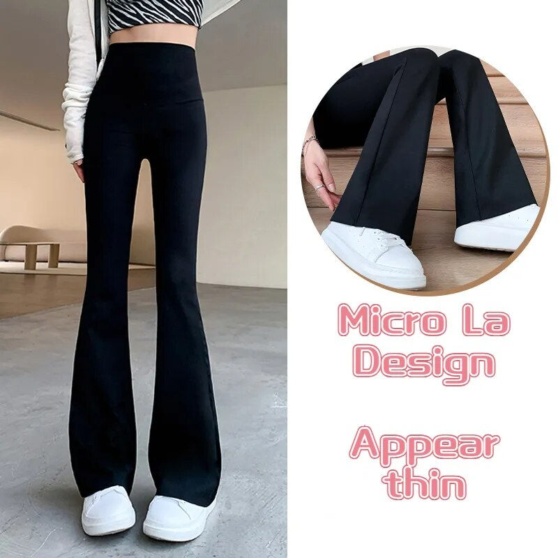 Thumbnail: Women Flare Pants Slim High Waist Solid Cute Shark Flare Pants Fashion Casual S