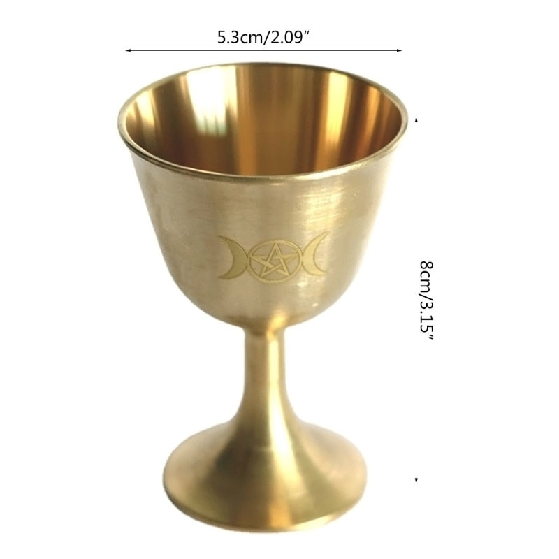 サムネイル： Ritual Cup Altar Goblet Wicca Gold Plating Brass Ceremony Moon Divination Astro