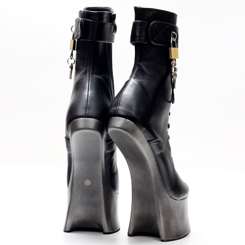 Thumbnail: JIALUOWEI 7inch High Heel New Fancy Ponyplay bootfetish Ankle Platform Boots In