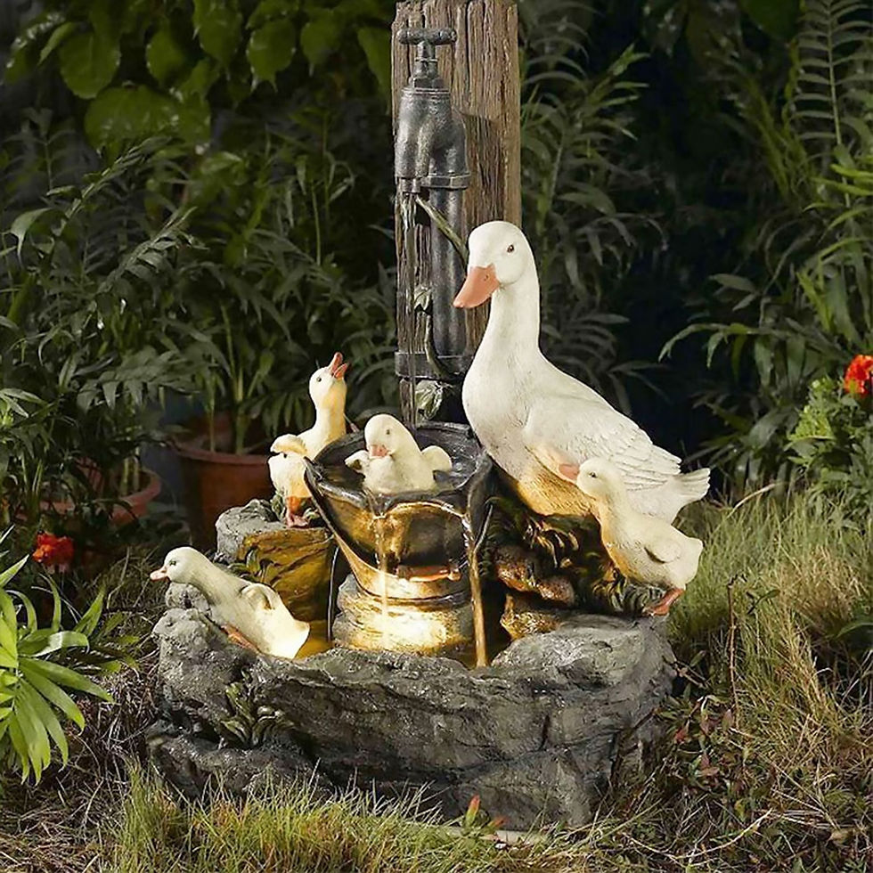 Thumbnail: Animal Statue Solar Flowing Water Squirrel Duck Resin Sculptures Outdoor Garden