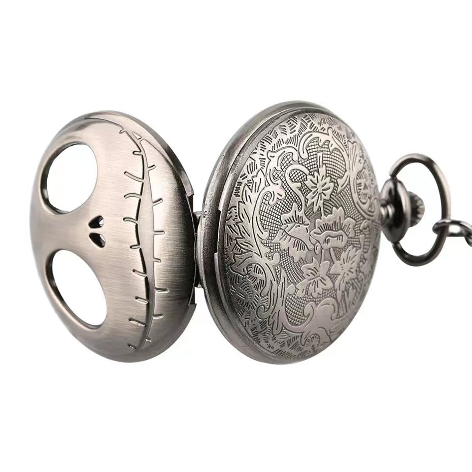 Thumbnail: Halloween themed necklace Quartz pocket watch Jack and Sally design Halloween g