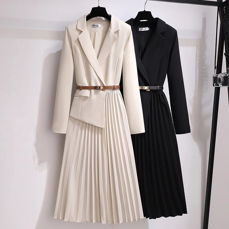 Thumbnail: Autumn Winter Dresses For Women 2023 New Arrivals High Waist Pleated Suit Dress