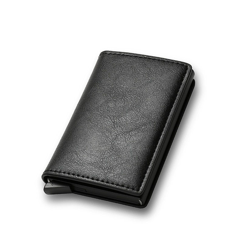 Thumbnail: Custom Card Holder Rfid Black Carbon Fiber Leather Simple Wallet Men's Gift Per