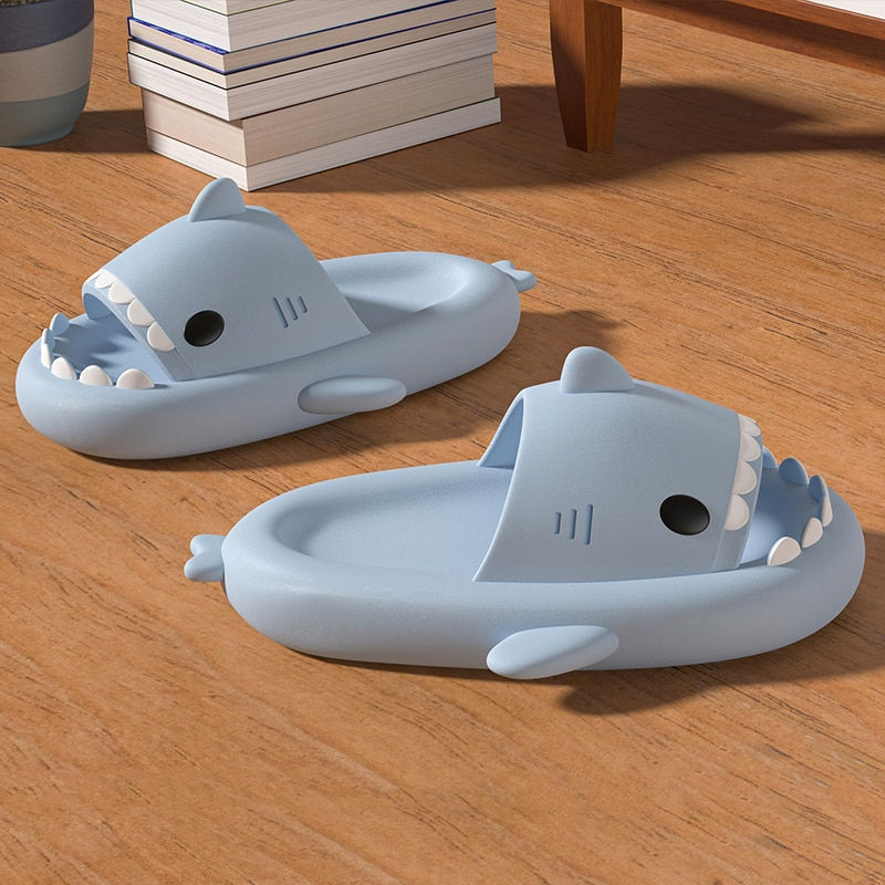 Thumbnail: Summer Home Women Shark Slippers Anti-skid EVA Solid Color Couple Parents Outdo