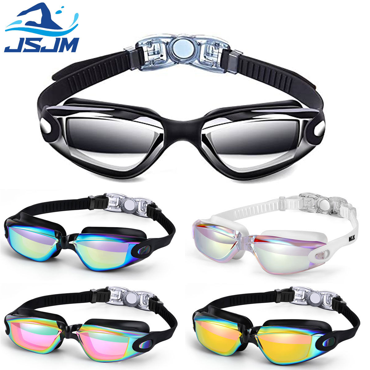 JSJM New Professional Adult Anti-fog UV Protection Lens Men Women Swimming Gogg