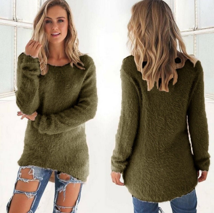 Thumbnail: 2023 Women's Winter Fleece Fluffy Sweater Jumper Ladies Warm Pullover Tops Blou
