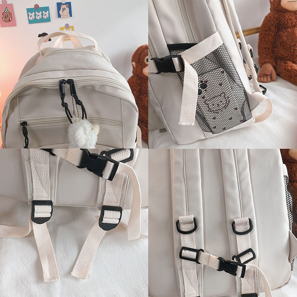 Thumbnail: Fashion Big Student Backpack NEW Badge Rucksack Girls School Bag High Capacity