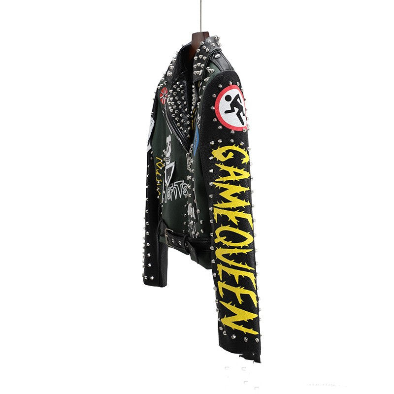 Thumbnail: European American Fashion Floral Print Short Motorcycle Jacket