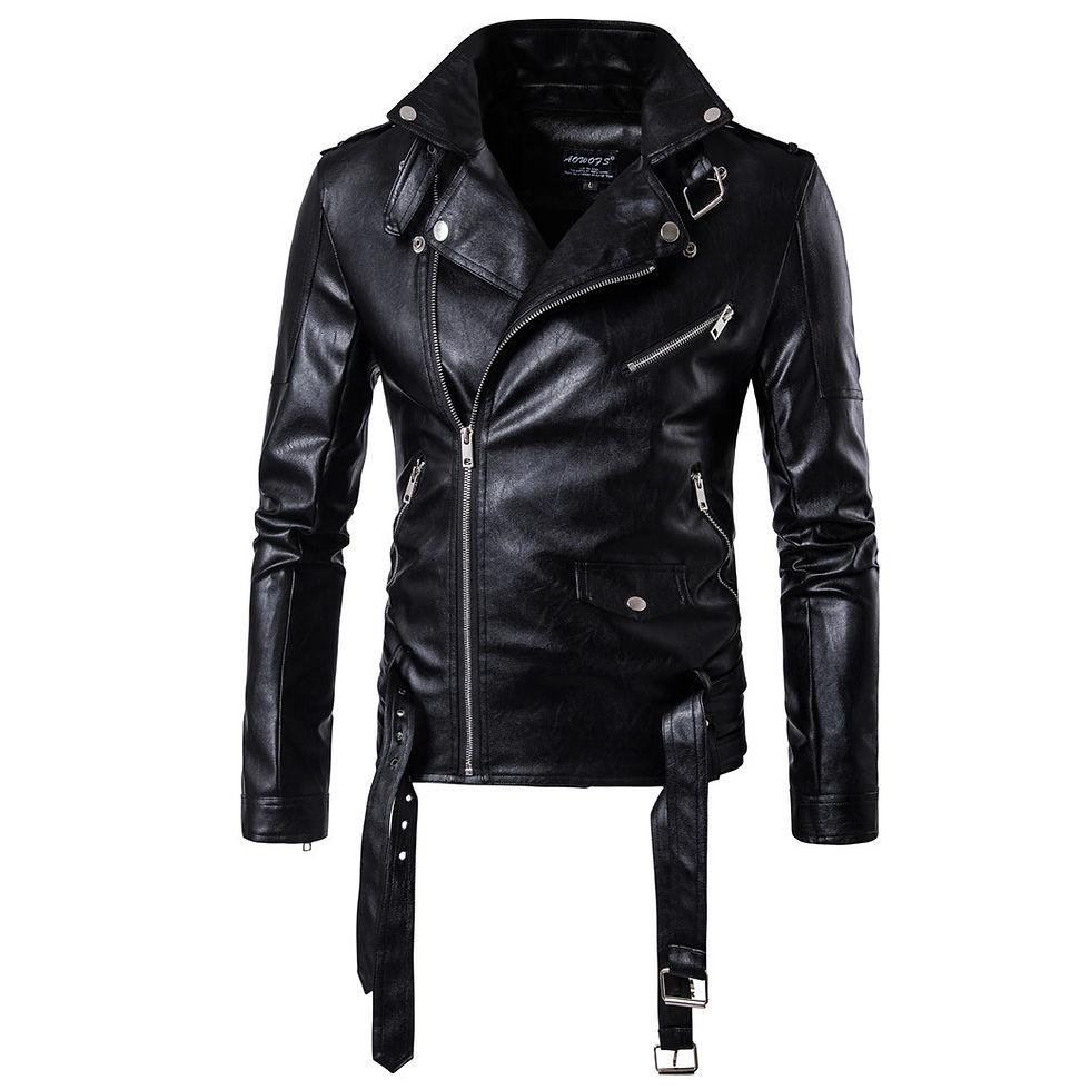 Imej kecil: Men Faux Leather Coat Zipper Overcoat Motor Jacket Mens Bomber Jackets Fashion 