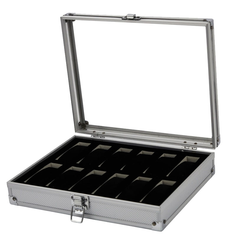 Thumbnail: 6/10/12/24 Slots Aluminum Alloy Display Watch Box Organizer Jewelry Storage Cas