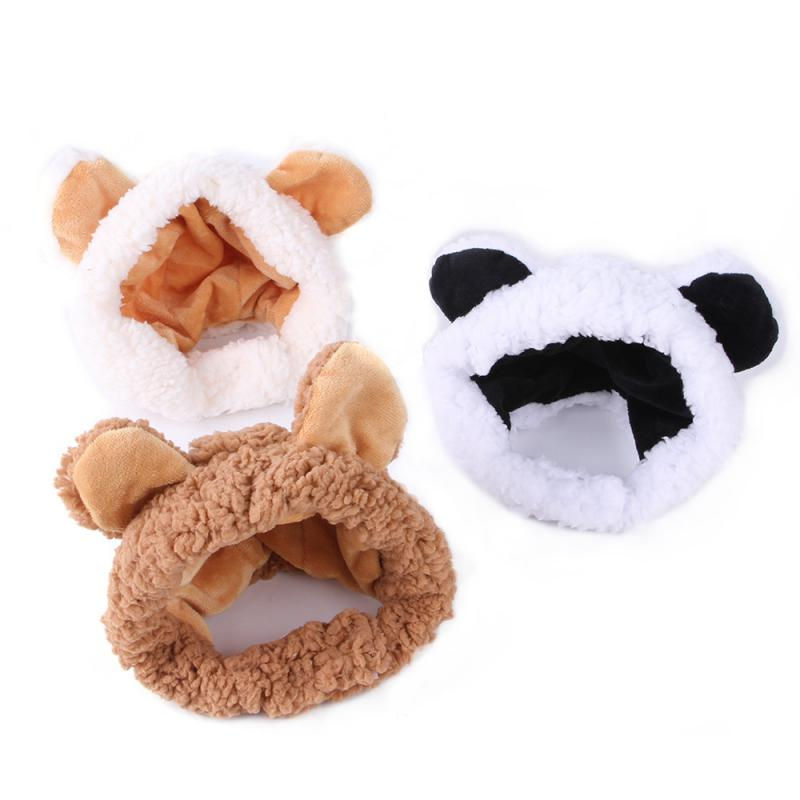 الصورة المصغرة: Warm Pets Cap Cute Cosplay Props Bear Shaped Hat Solid Color With Ears Kitten H