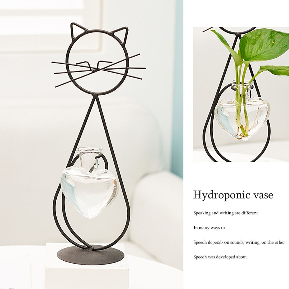 Thumbnail: Desktop Glass Planter Vase Holder Creative Cat Plant Terrarium Metal Stand for