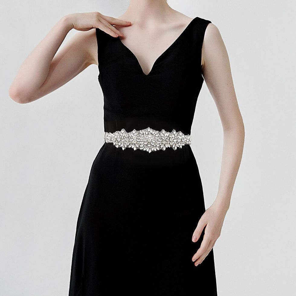 Thumbnail: Shiny Rhinestones Wedding Dress Belt Sliver Color Crystal Bridal Belt Sash Part