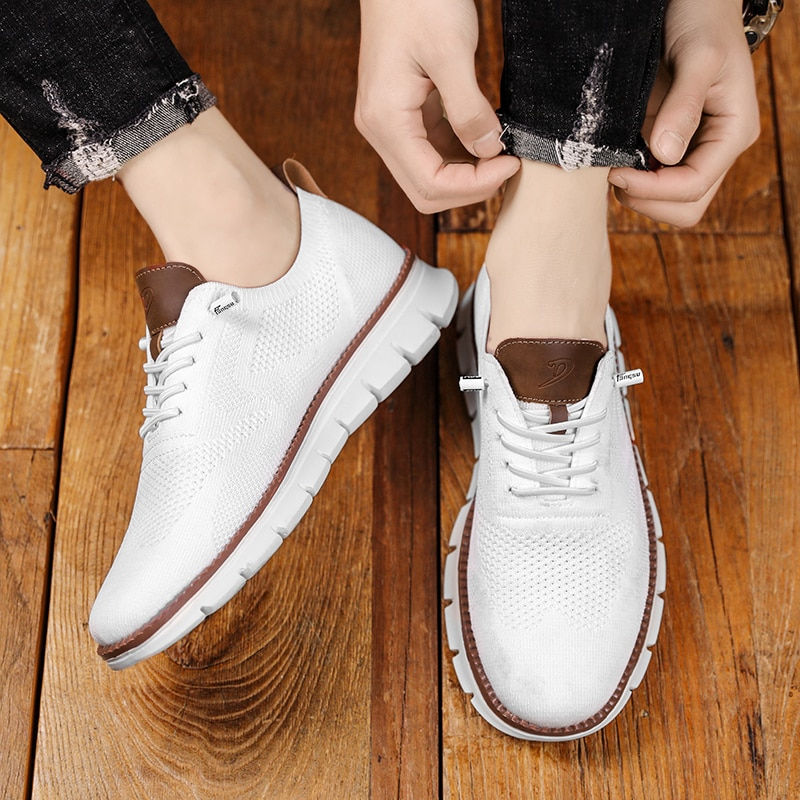 Miniatura: New Stylish Mens Casual Shoes White Flyknit Sneakers