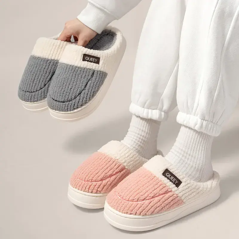 Sličica: Winter Cotton Slippers Women Indoor Outdoor Wear Soft Thick PVC Non-slip Warm C