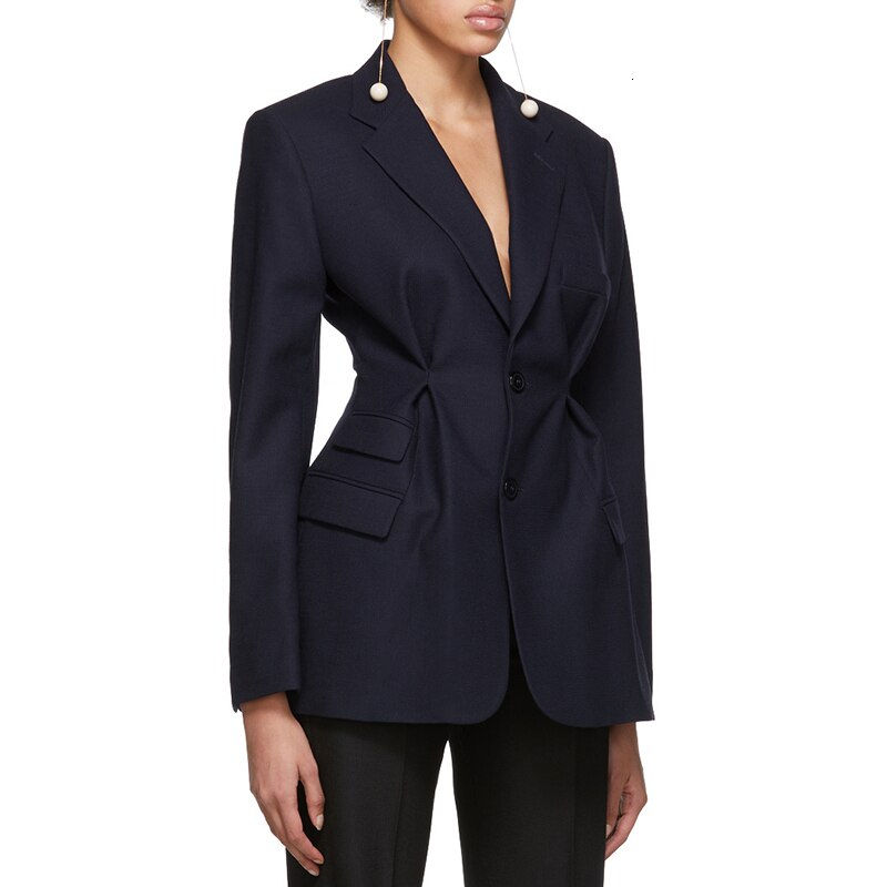 Miniatúra: Streetwear Tunic High Waisted Long Sleeve Black Pink Blazer Coat Women 2020