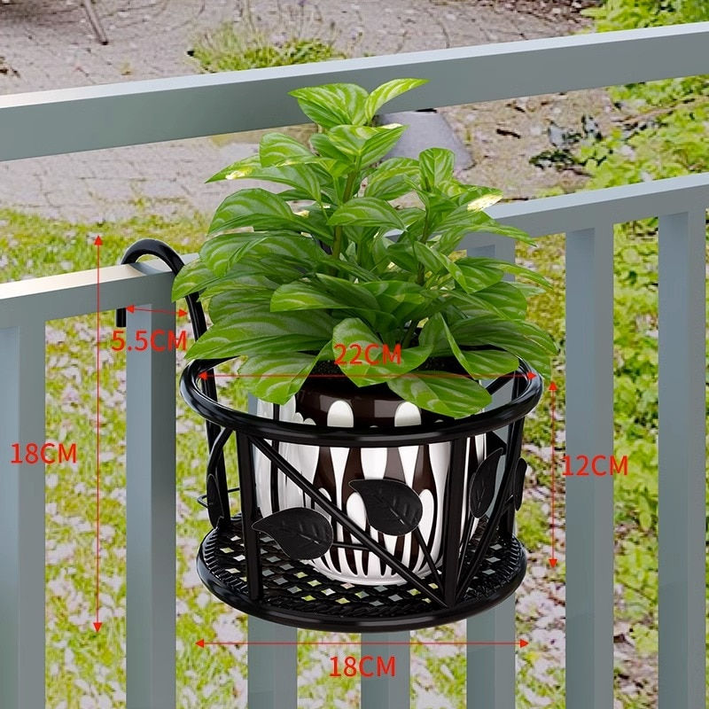 Iron Art Hanging Baskets Flower Pot Balcony Hanging Plant Racks Railing Fence O