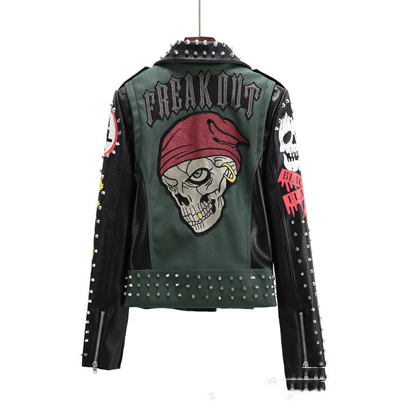 Thumbnail: European American Fashion Floral Print Short Motorcycle Jacket