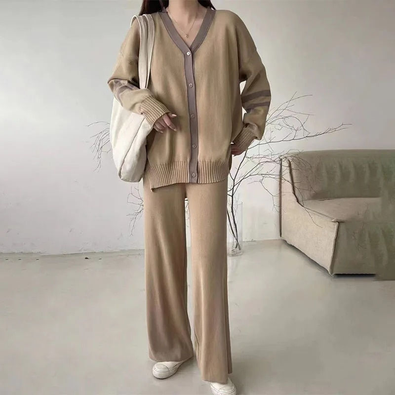 Thumbnail: Women Sweater Pant Set Casual Pullovers Suits Autumn Winter Knitted Loose Long