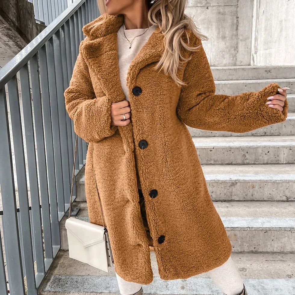 Thumbnail: Fall/Winter New Flannel Coat Women Casual Solid Color Plush Lapel Long Sleeve J