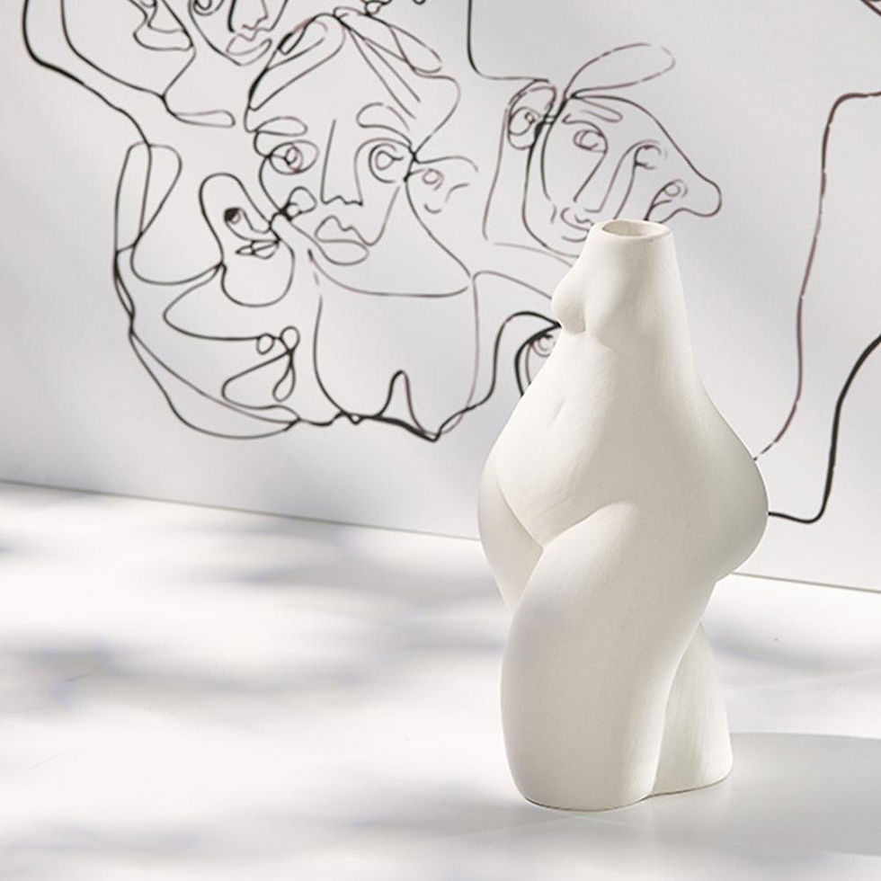 Miniatyrbilde: Nordic Human Body Ceramic Vase Home Decor Female Body Shape Flower Arrangement