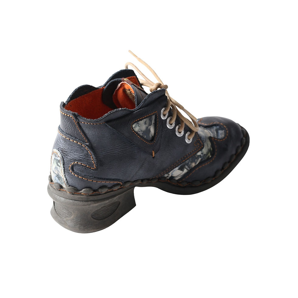 Thumbnail: Leather Women's Ankle Boots Shoes for Outdoor,Medium Heel, Floral Newspaper