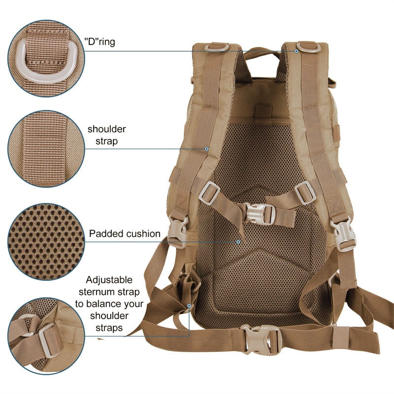 Thumbnail: Men Army Military Tactical Backpack 1000D Polyester 30L 3P Softback Outdoor