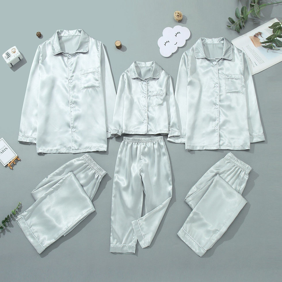 Thumbnail: Family Pajamas Set Silk Satin Adult Women Kids Family Matching Clothes Child