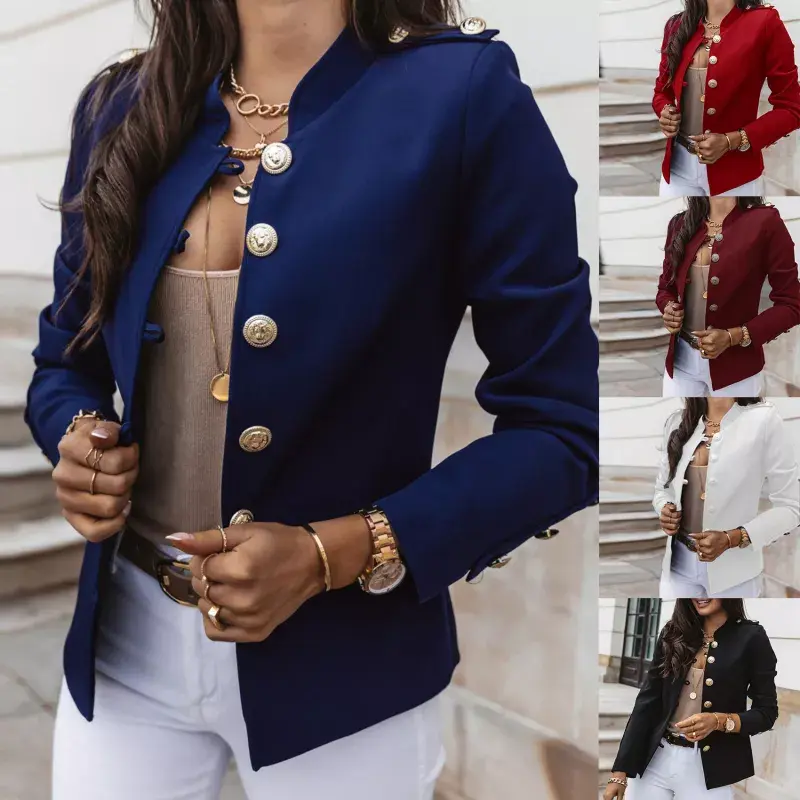 Thumbnail: traf jackets manteauxWomen 2022 Fashion Metal Double Breasted Woollen