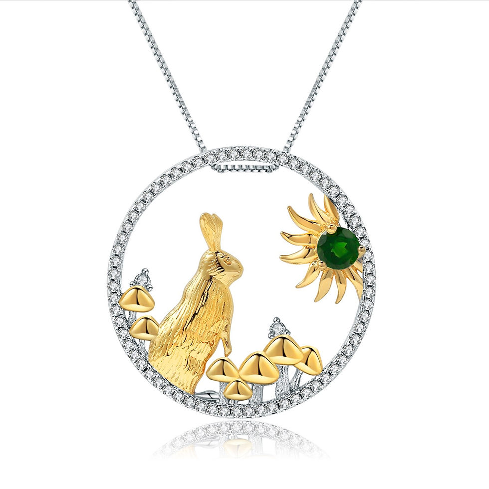 Thumbnail: GEM'S BALLET Chinese Zodiac Jewelry 925 Sterling Silver Handmade Rabbit