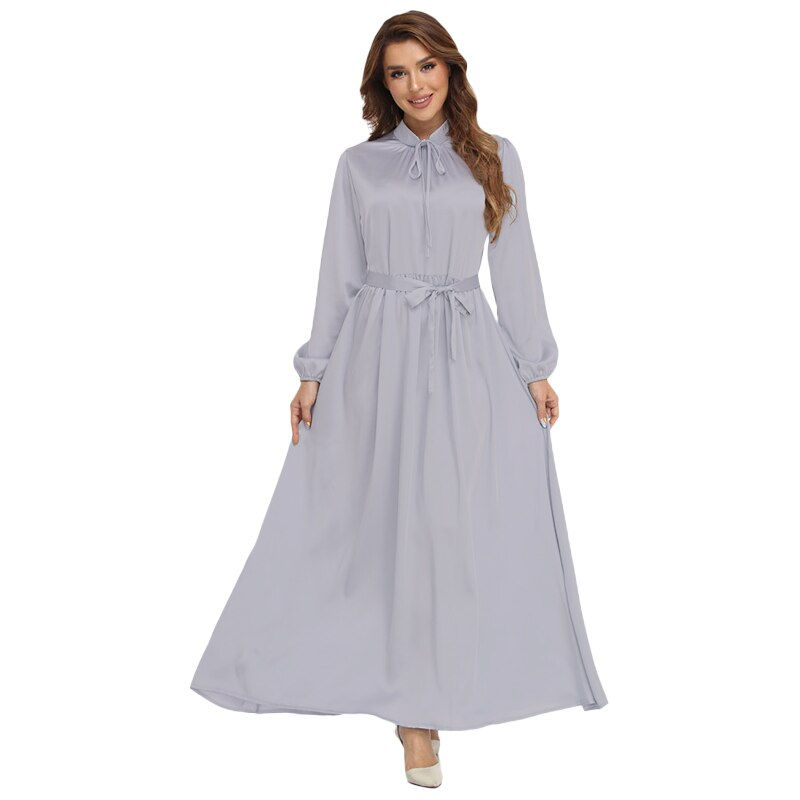 Thumbnail: ETOSELL Abaya Elegant Dubai Turkey Arabic Muslim Satin Dress For Women