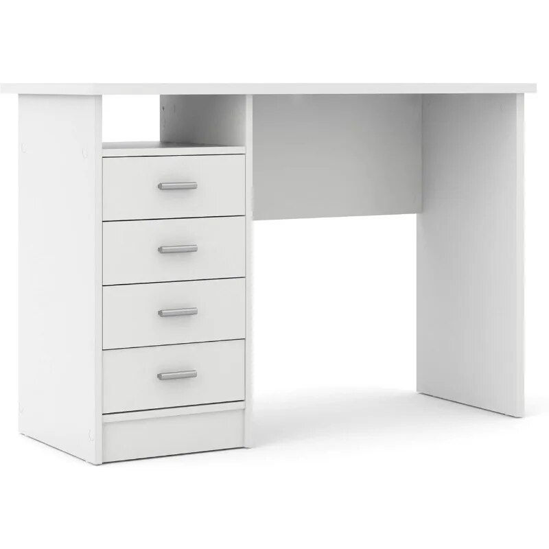 Desk with 4 Drawers, White Desk with Drawers Computer Table