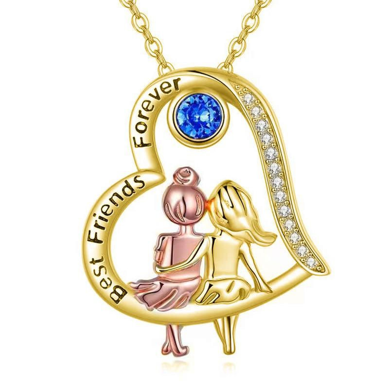 Thumbnail: Forever Heart And Diamond Two-tone Pendant Necklace