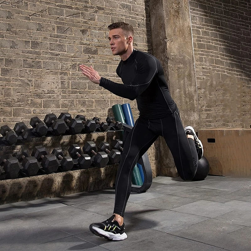 Thumbnail: Men Bodybuilding Sport T-shirt Quick Dry Running Shirt Long Sleeve Compression
