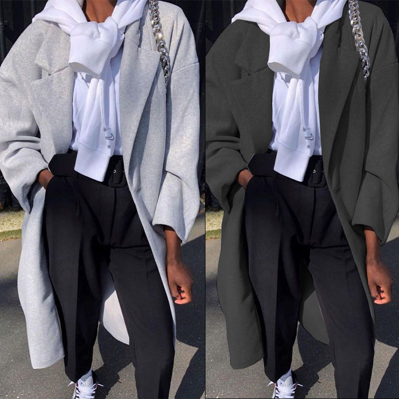 サムネイル： Women's Long Sleeve Fashion Long Trench Coat