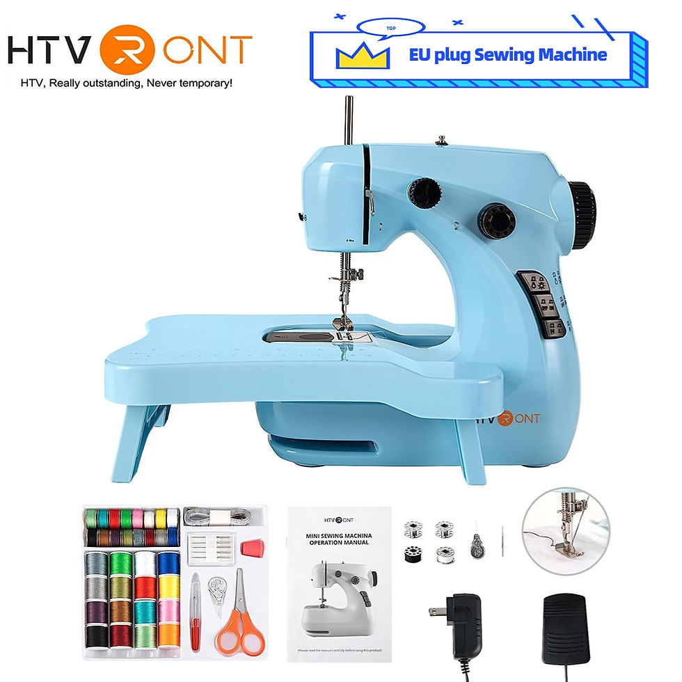 الصورة المصغرة: HTVRONT Mini Electric Sewing Machine for Beginners with 42 Pcs Set Portable Hou