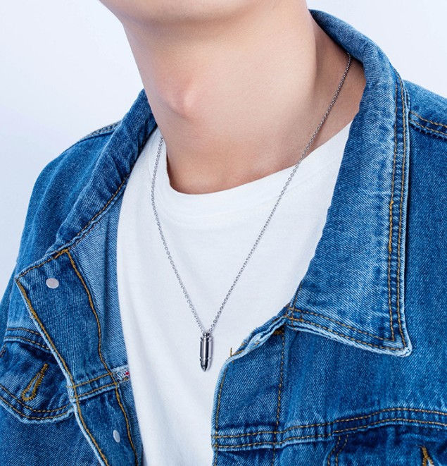 Thumbnail: Men's Stainless Steel Pendant Necklace