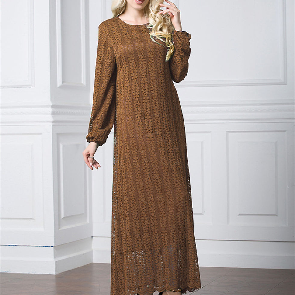 縮圖：Fashion Long-sleeved Crew Neck Dress