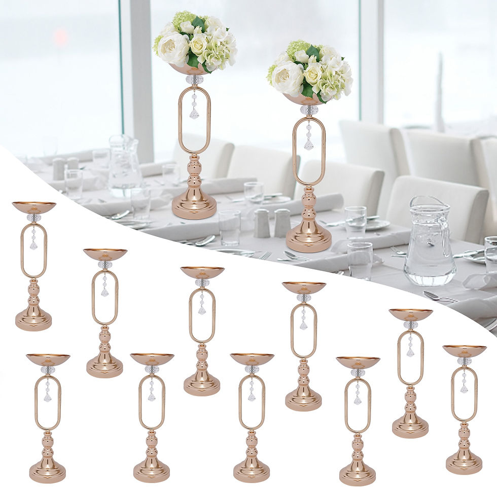 ภาพขนาดย่อ: 10 Pcs Gold Metal Trumpet Vases 17.5'' Tall Vase Wedding Centerpieces for Table