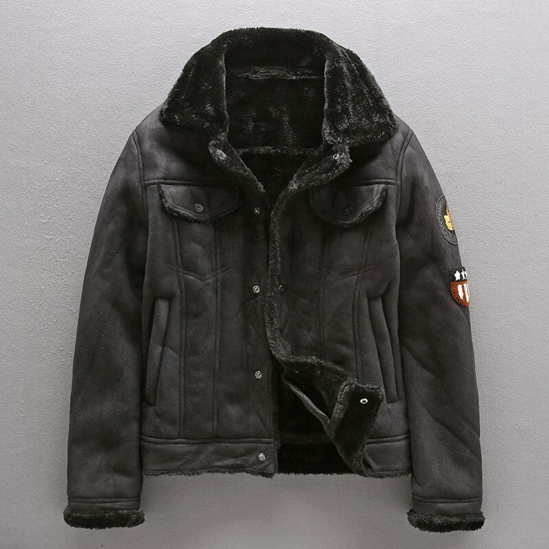 Thumbnail: 2023 Jacket Tactical Faux Leather Jackets Outwear Fleece Coats Fur Inner Windbr
