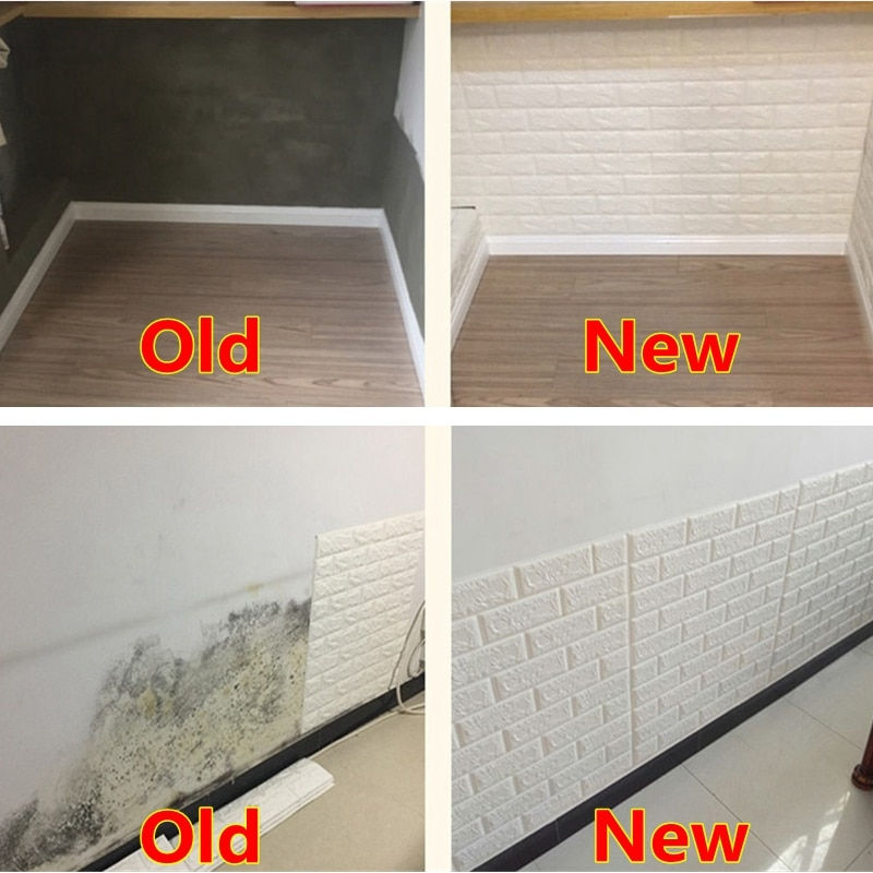 Thumbnail: 10pcs 3D Wall Sticker Imitation Brick Bedroom Christmas Home Decoration Waterpr